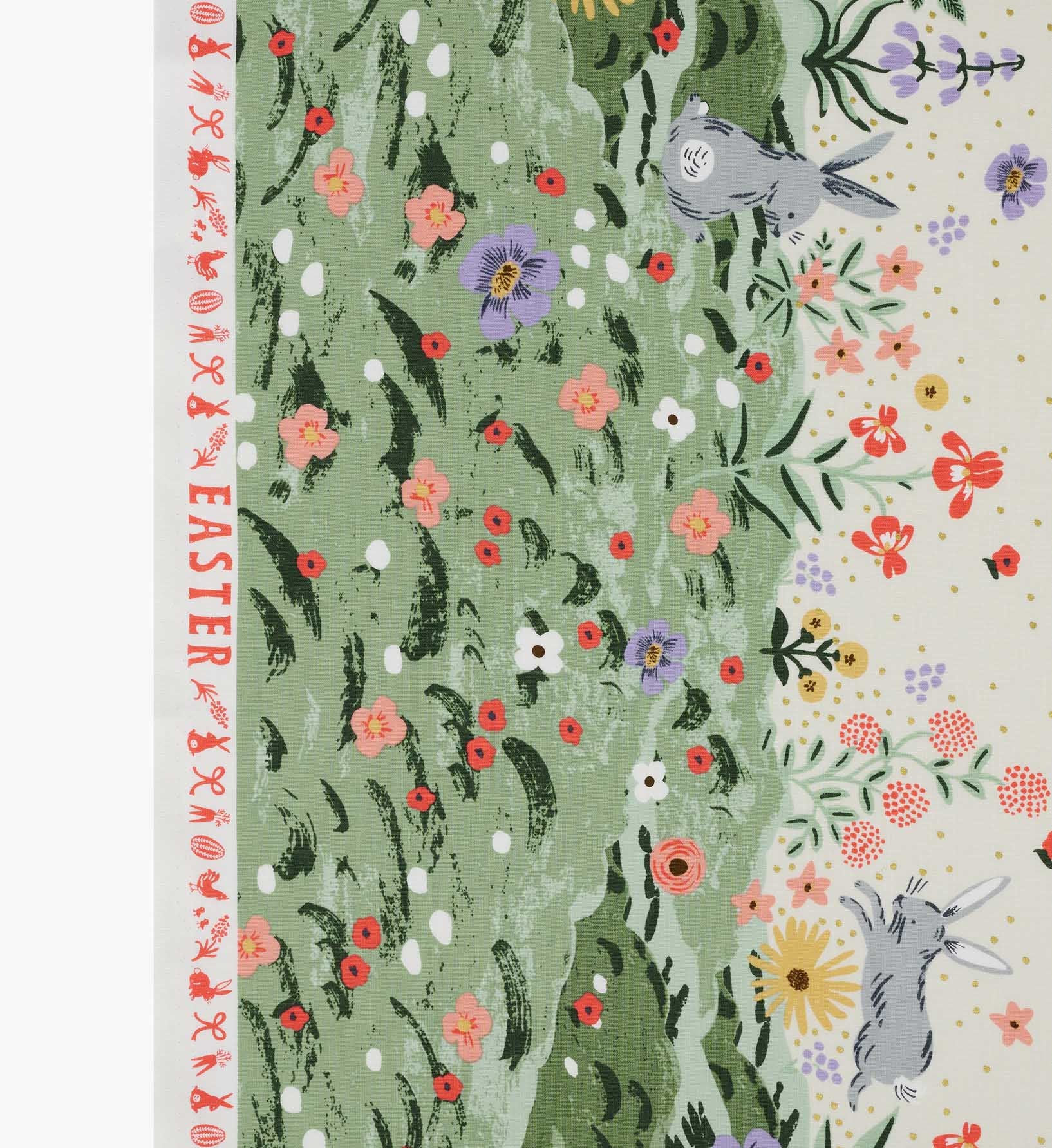 Spring Meadow Cotton Metallic Fabric - Cream - Image 3