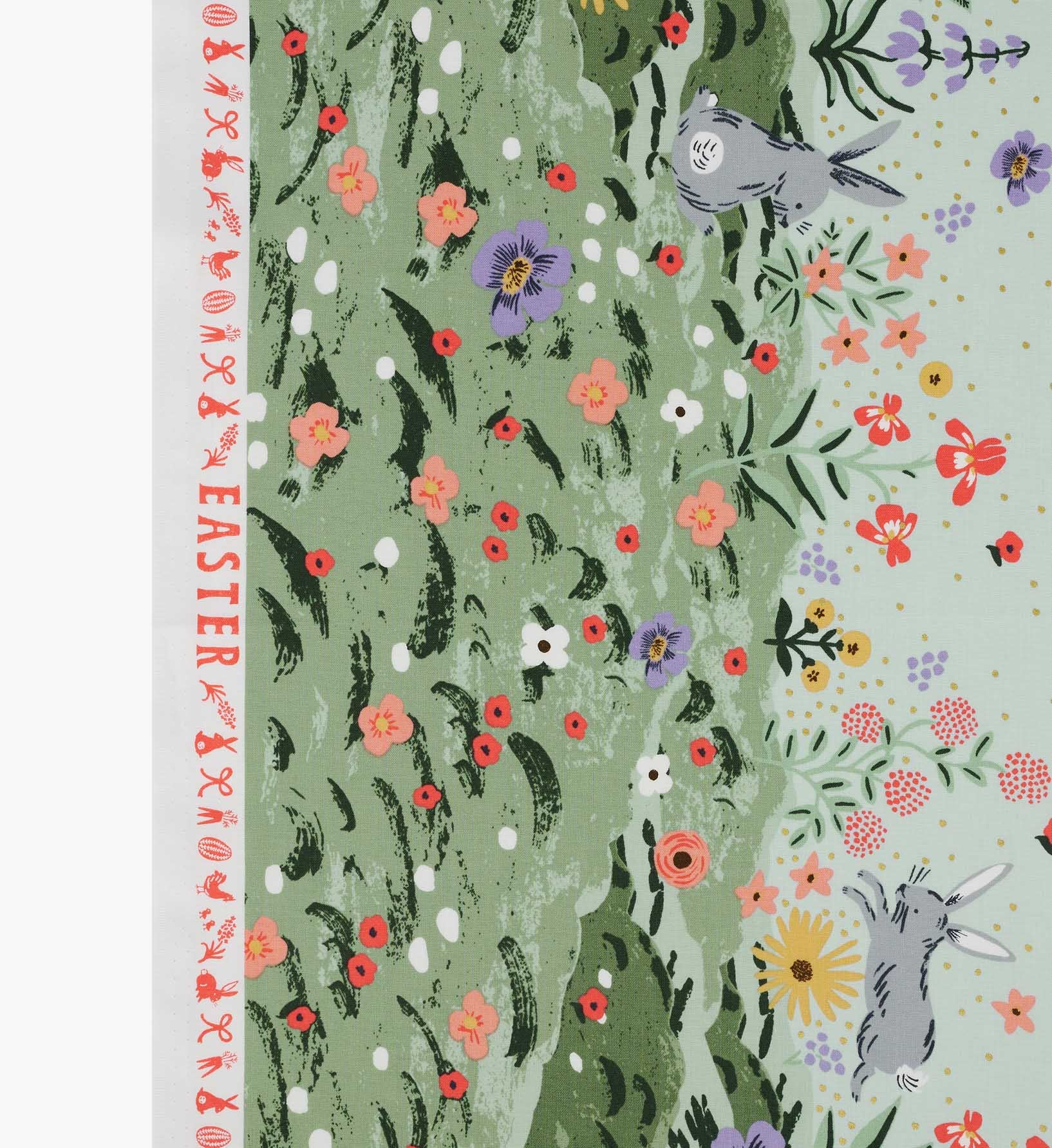 Spring Meadow Cotton Metallic Fabric - Green - Image 4