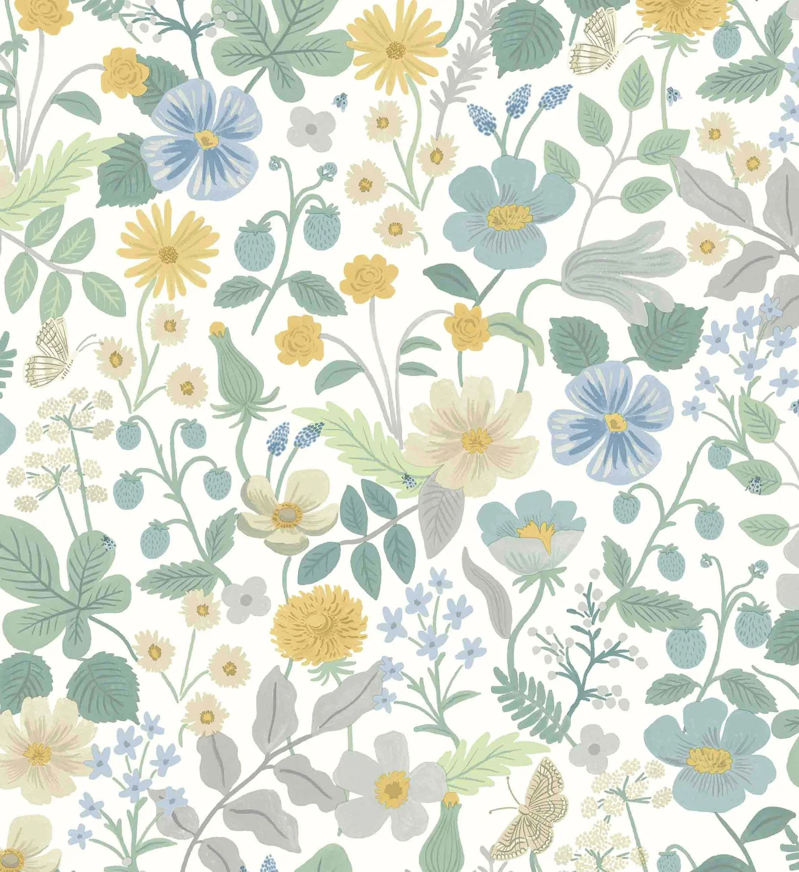 Strawberry Fields Wallpaper - Blue & Green - Image 3