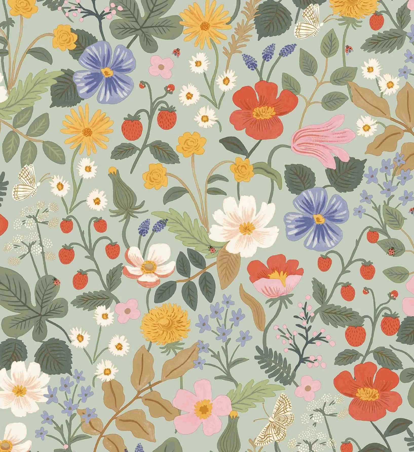Strawberry Fields Wallpaper - Mint - Image 3