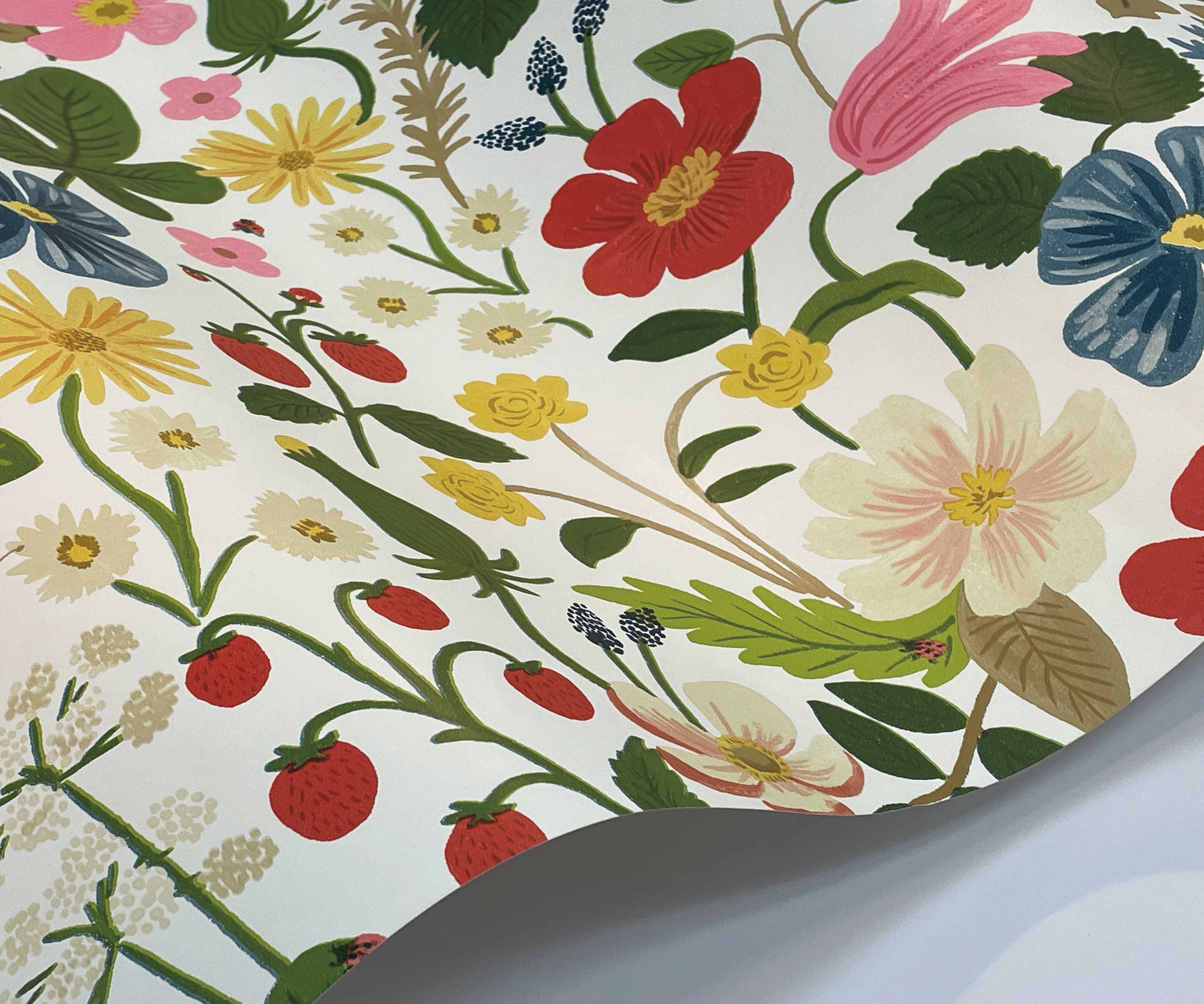 Strawberry Fields Wallpaper Sample - White - Image 2