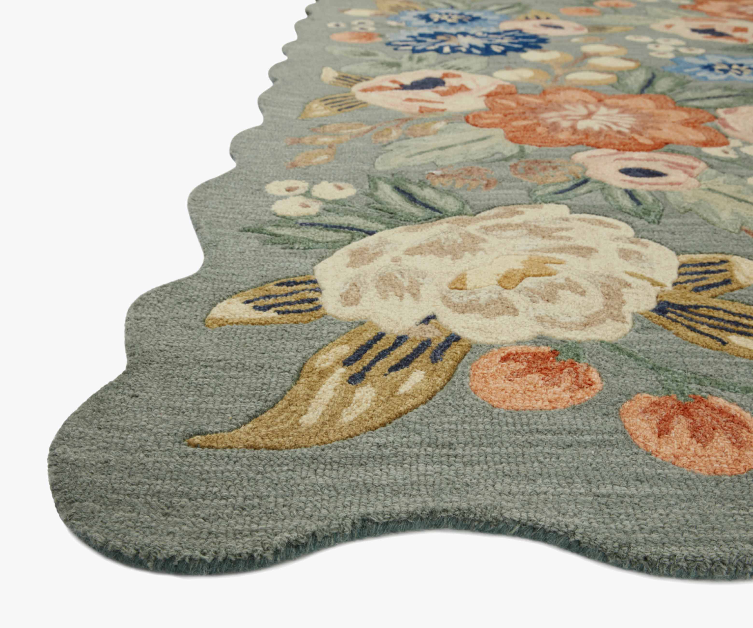 Vintage Blossoms Wool-Hooked Rug - Sage - Image 4