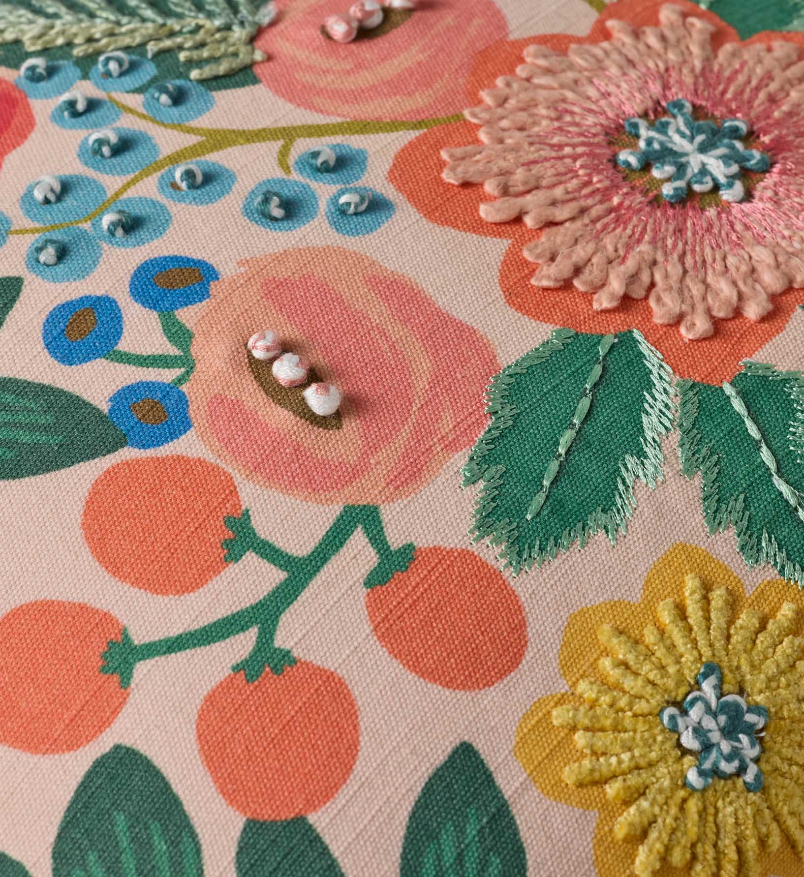 Vintage Garden Embroidered Pillow - Blush - Image 2