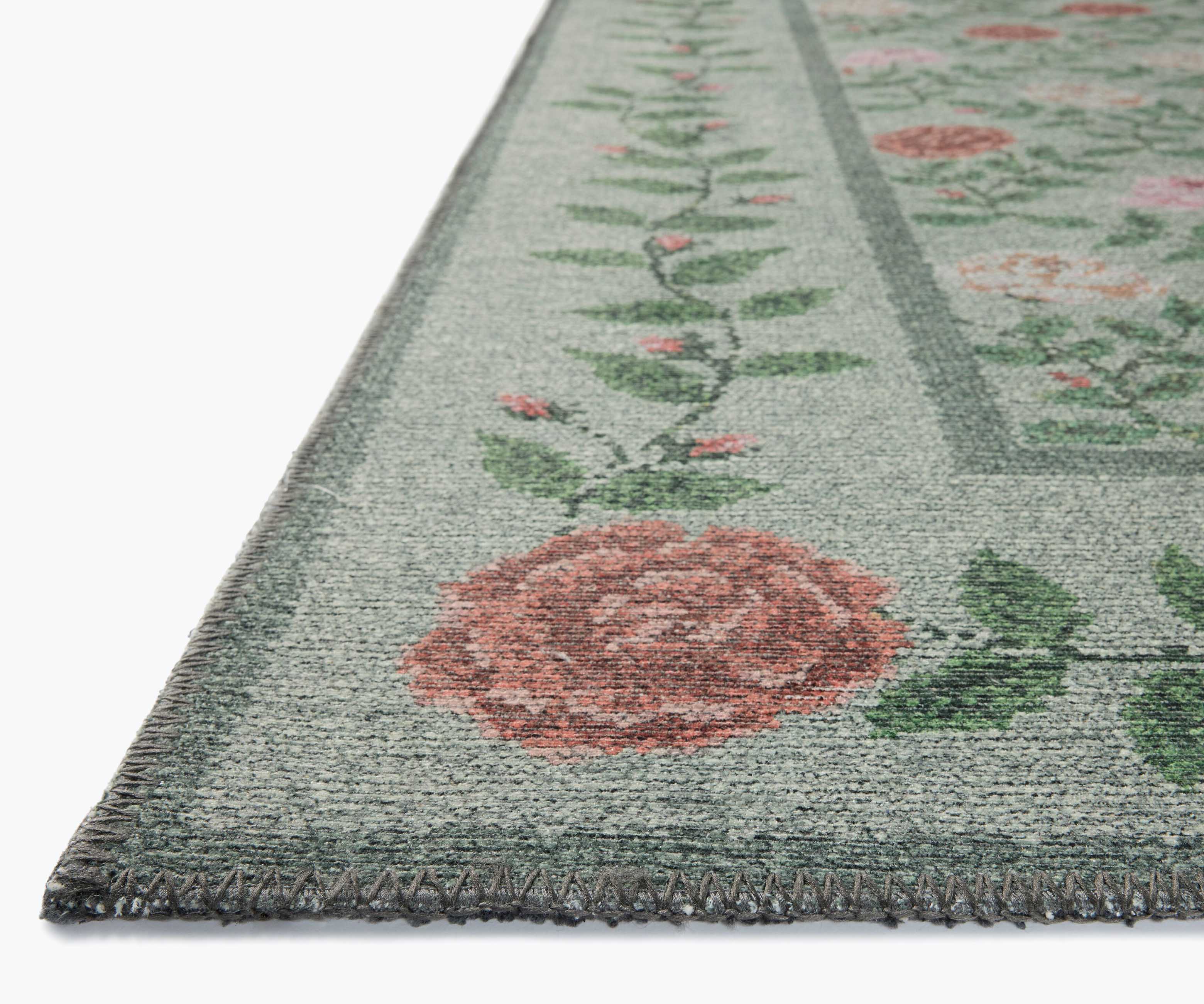Wildwood Rose Trellis Printed Rug - Mint - Image 4