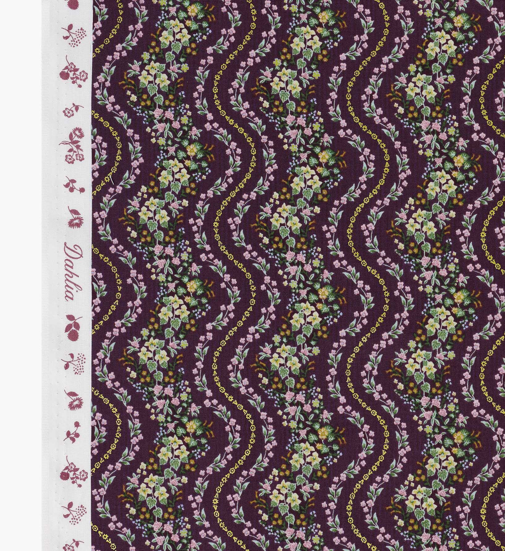 Wildwood Vines Cotton Metallic Fabric - Aubergine - Image 4