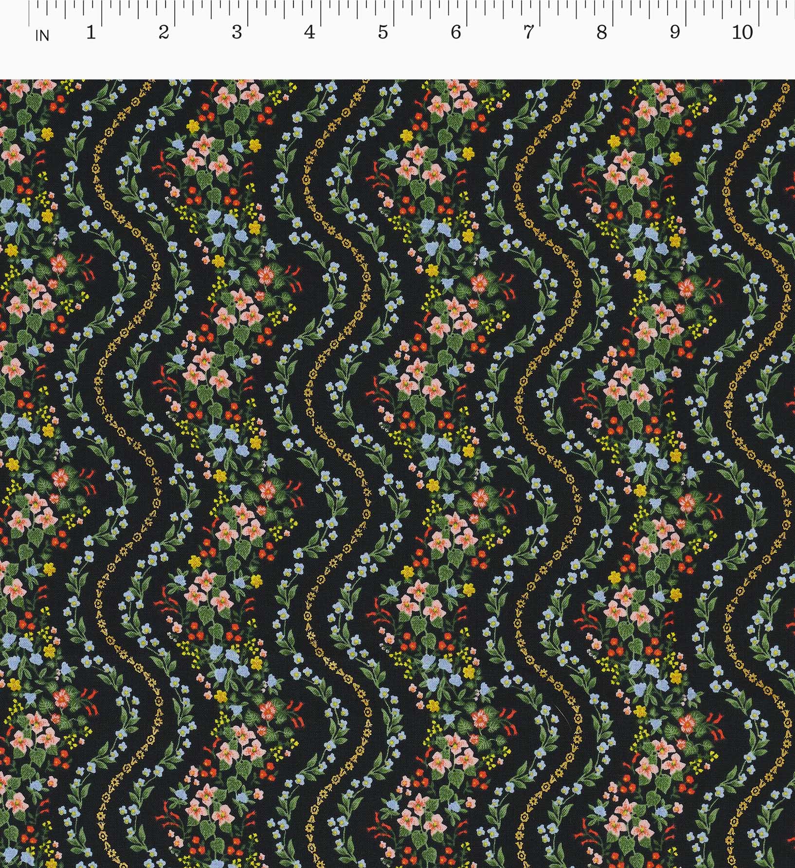 Wildwood Vines Cotton Metallic Fabric - Black - Image 2