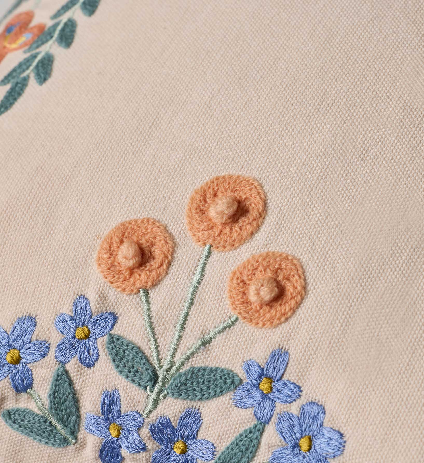 Willow Border Embroidered Lumbar Pillow - Ivory - Image 2