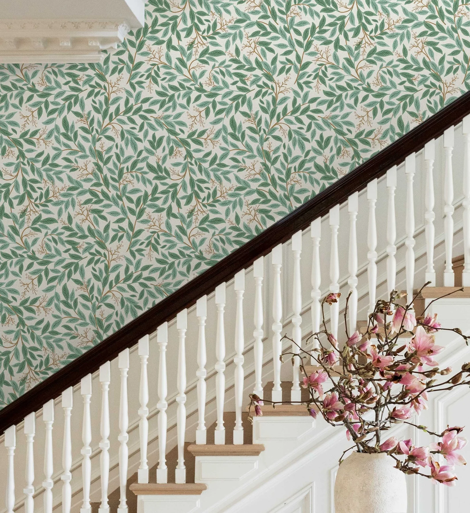 Willowberry Wallpaper - Emerald & White - Image 2