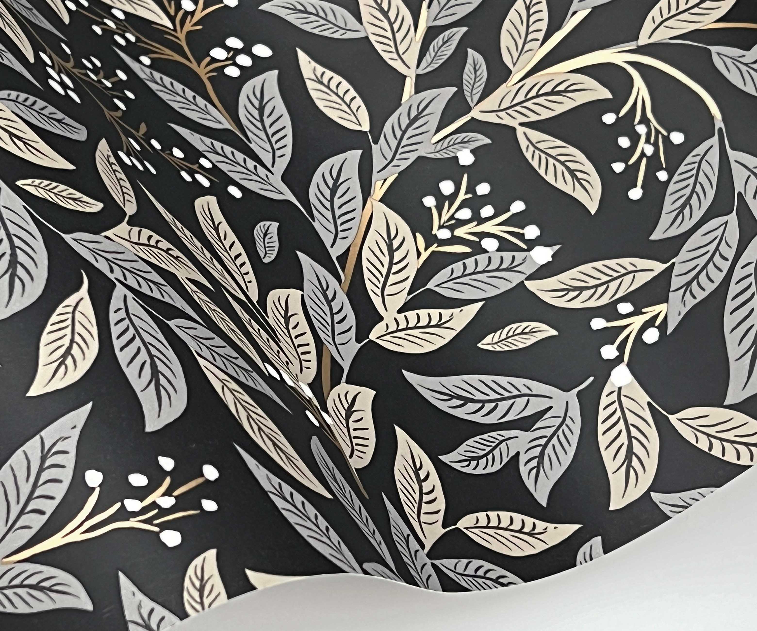 Willowberry Wallpaper Sample - Black - Image 2