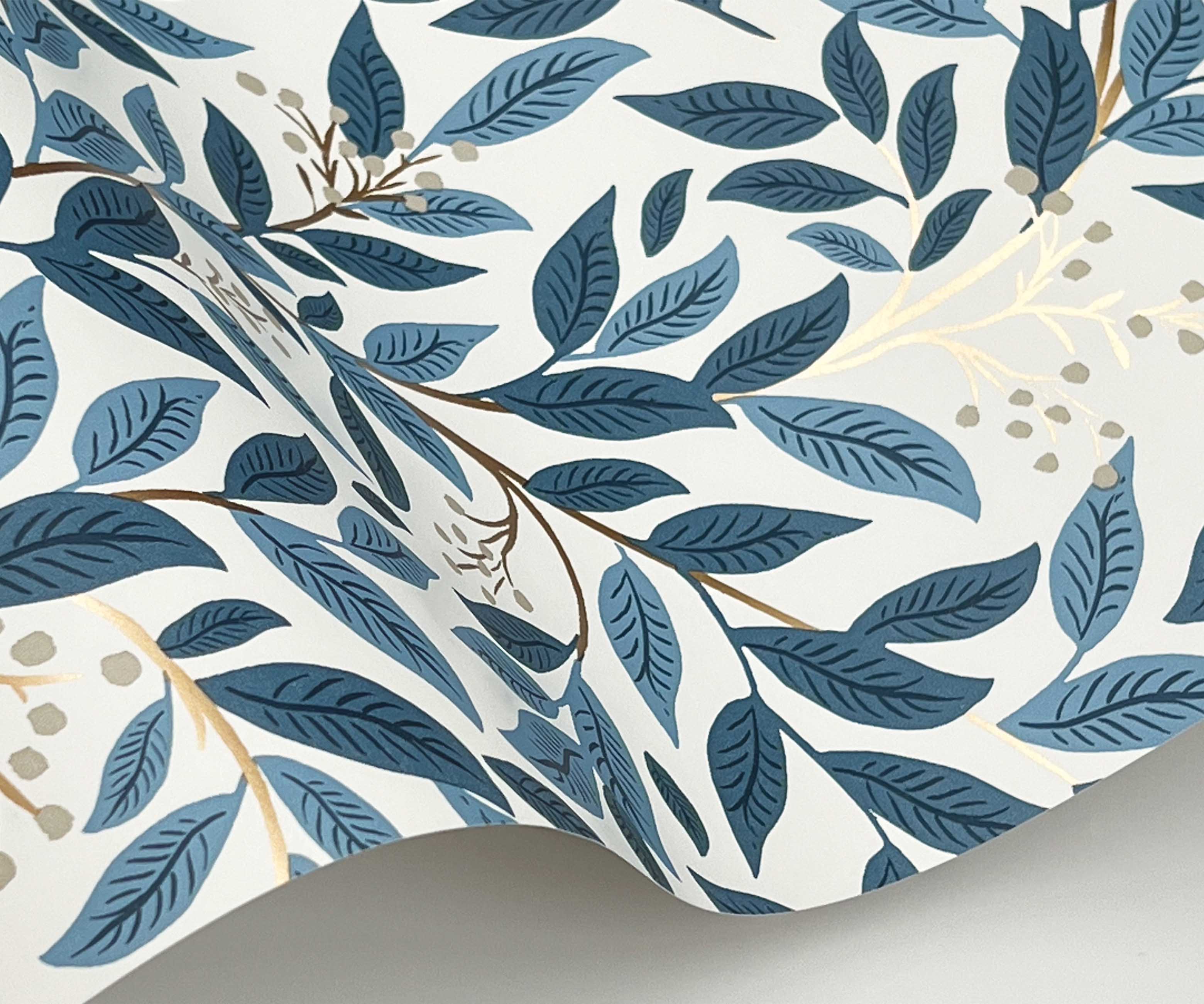 Willowberry Wallpaper Sample - Blue & White - Image 2