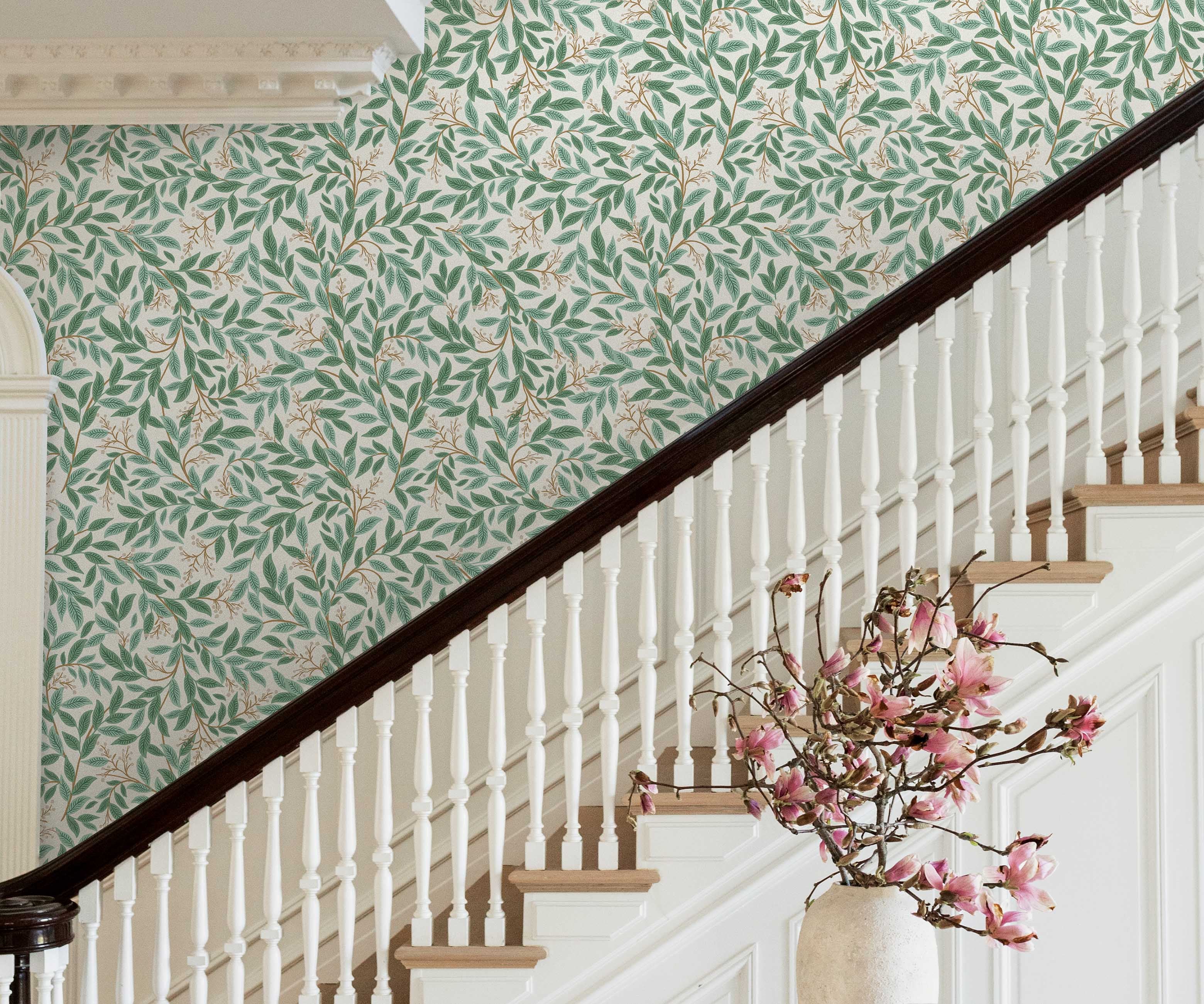 Willowberry Wallpaper Sample - Emerald & White - Image 3