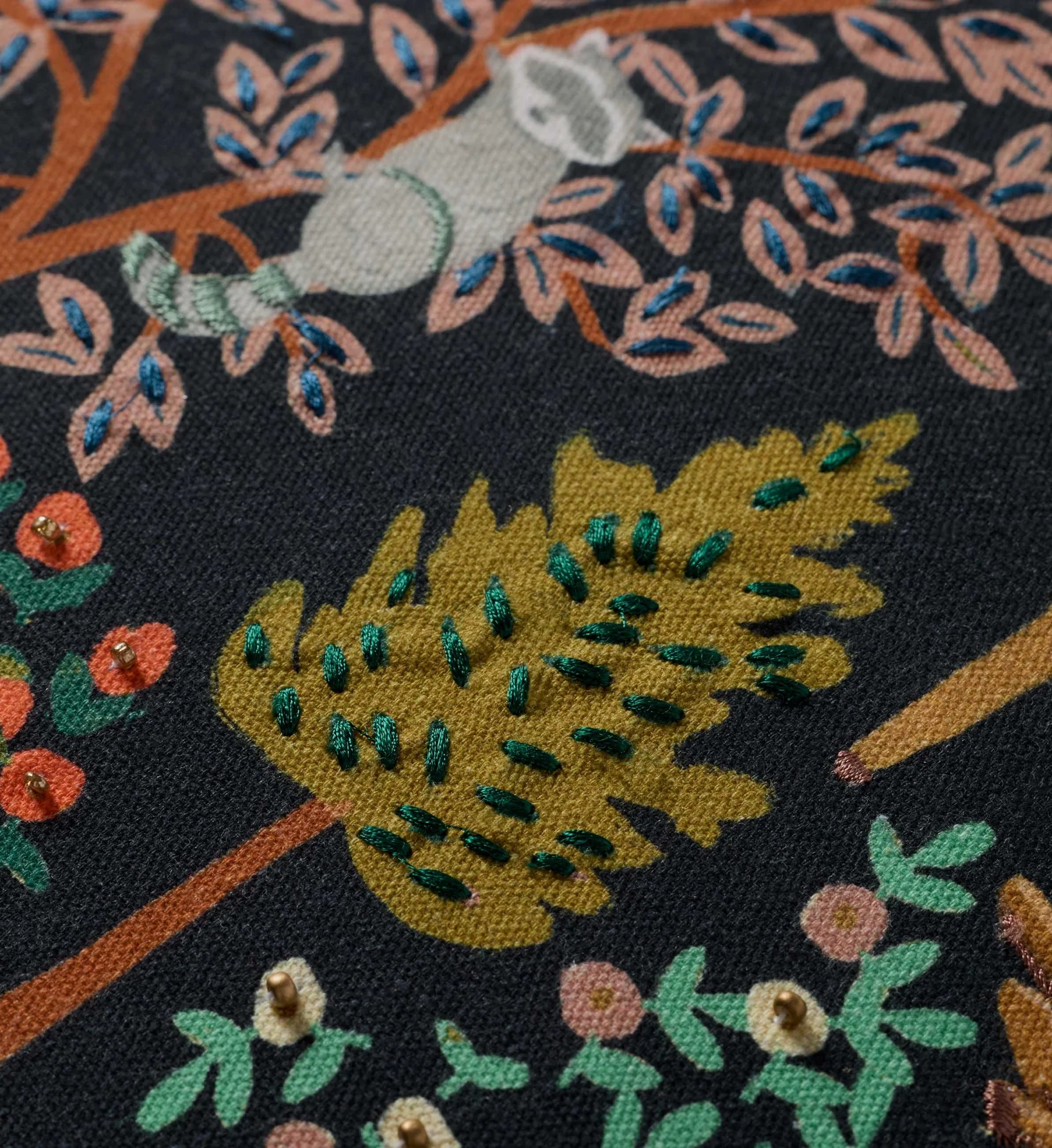 Woodland Forest Embroidered Pillow - Charcoal - Image 2