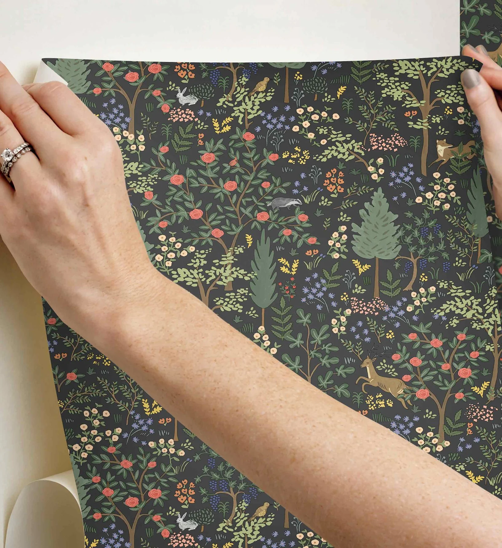 Woodland Peel & Stick Wallpaper - Black - Image 4
