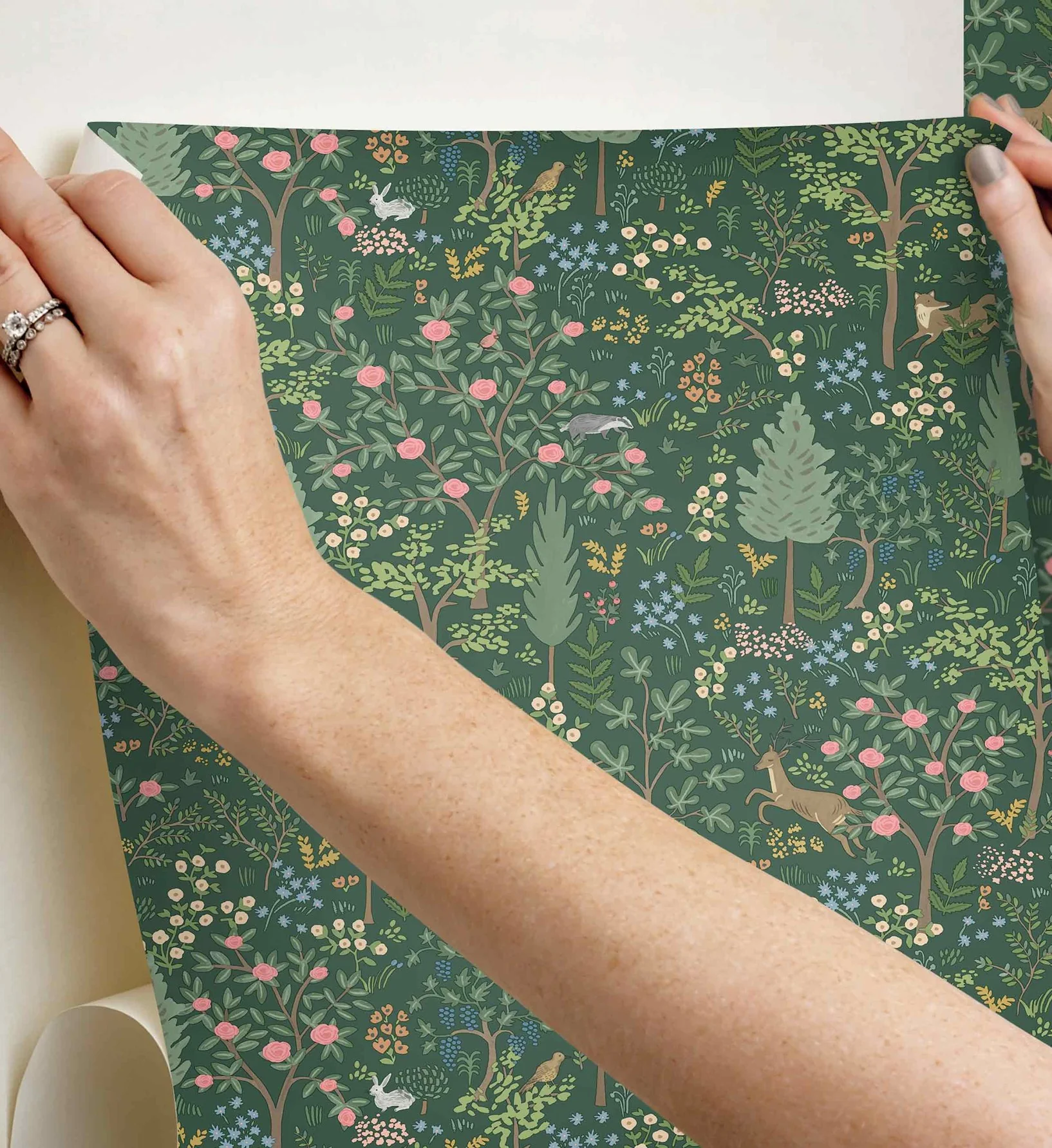 Woodland Peel & Stick Wallpaper - Emerald - Image 4