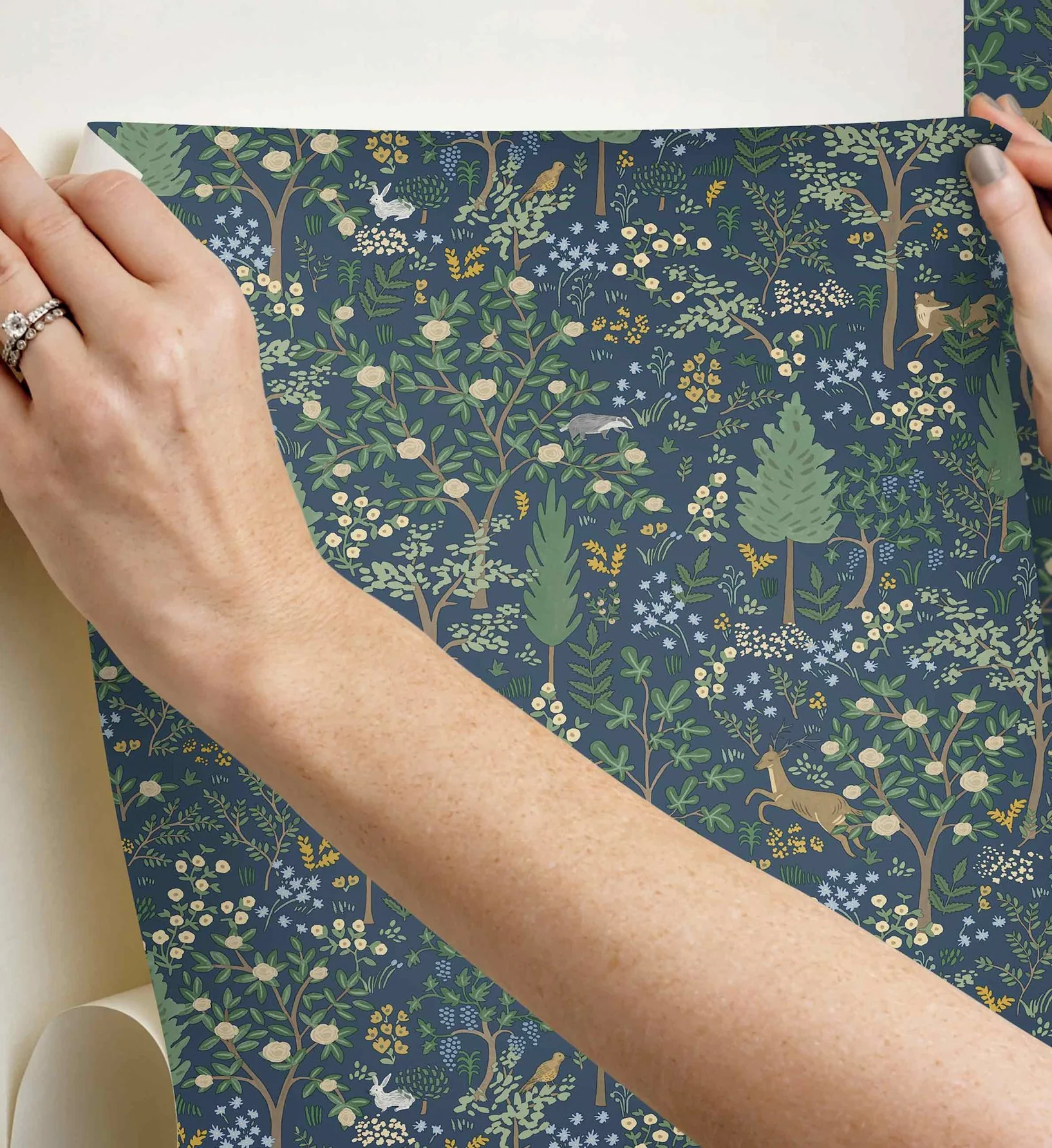 Woodland Peel & Stick Wallpaper - Navy - Image 4